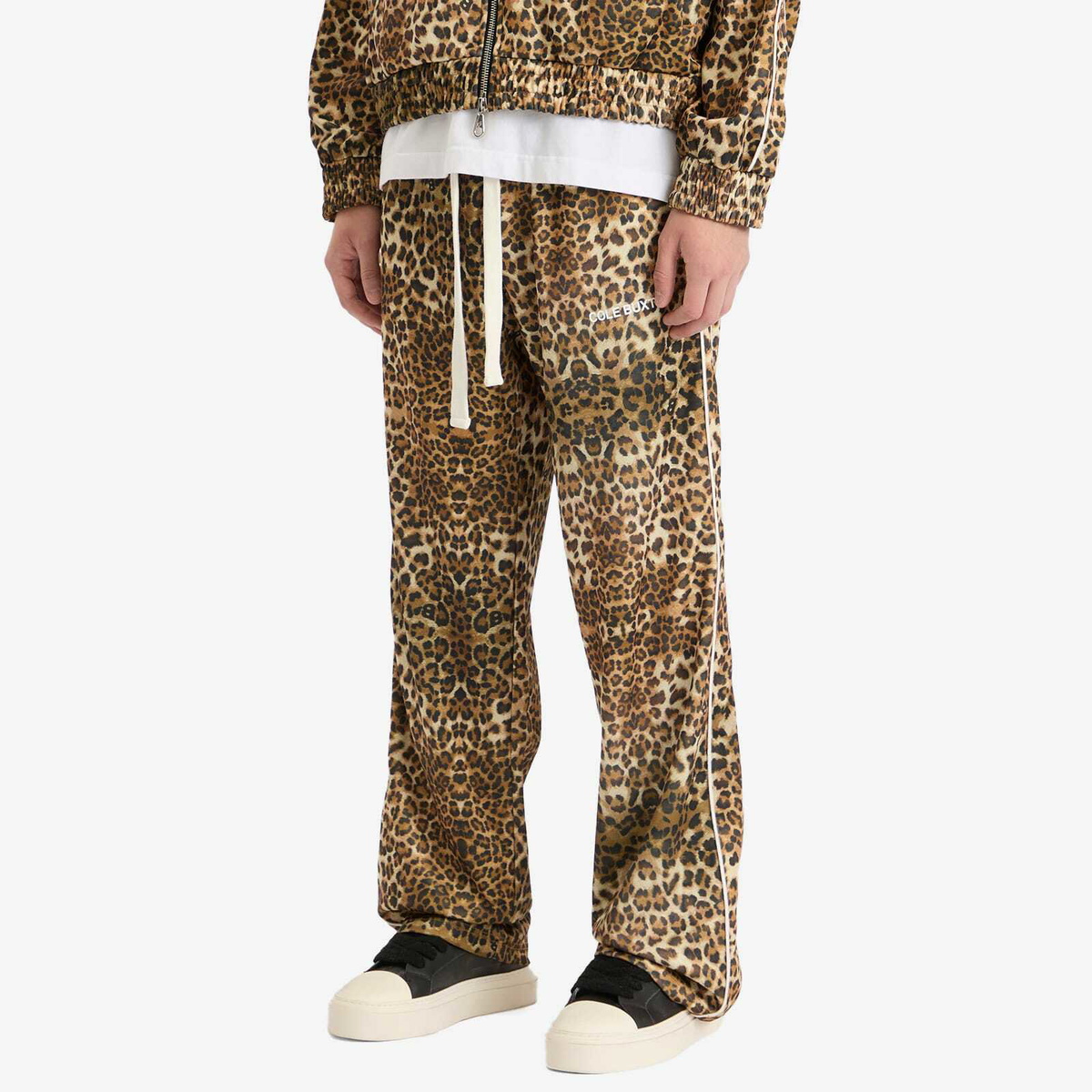 Cole Buxton Men's Piped Track Pant in Leopard