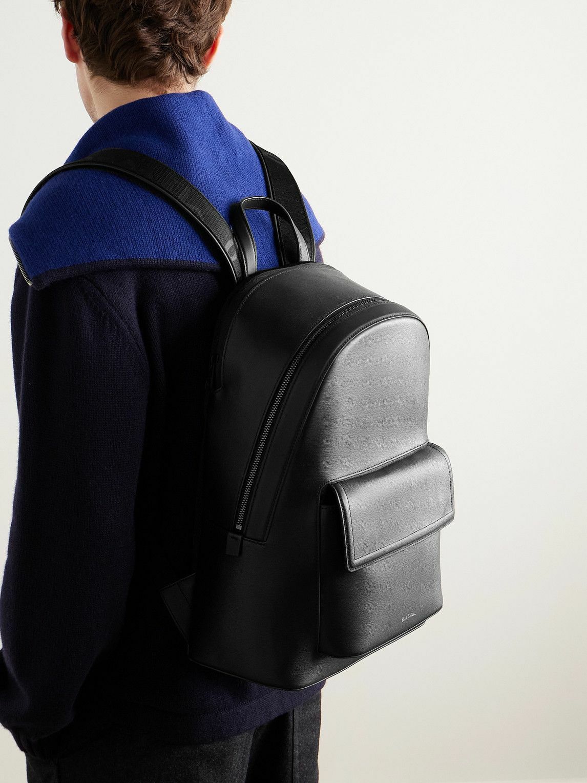 Paul Smith - Mesh-Panelled Textured-Leather Backpack Paul Smith