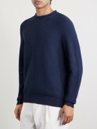 Inis Meáin - Moss Ribbed Linen and Cotton-Blend Sweater - Blue