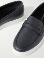 Manolo Blahnik - Ellis Textured-Leather Slip-On Sneakers - Blue