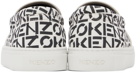 Kenzo Black & White Logo Slip-On Sneakers