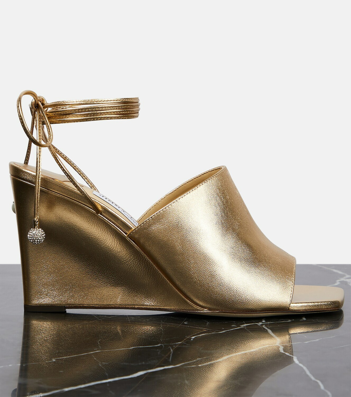 【24SS NEW】Jimmy Choo_woman / Elyna ミュール 85 / Gold Jimmy Choo Elyna 85 leather wedge sandals Jimmy Choo