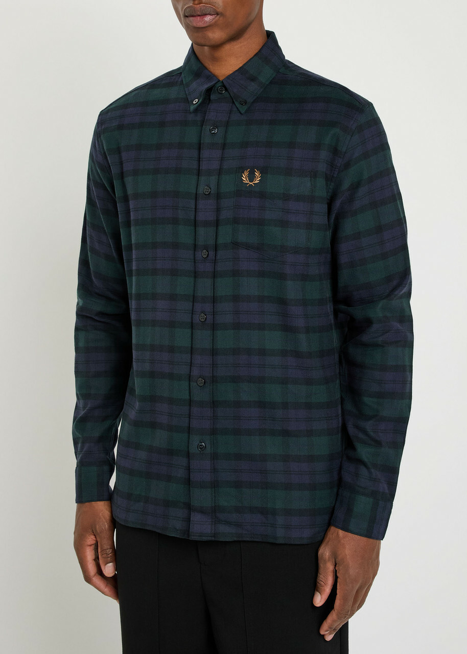 Fred Perry Blackwatch Tartan Flannel Shirt Navy