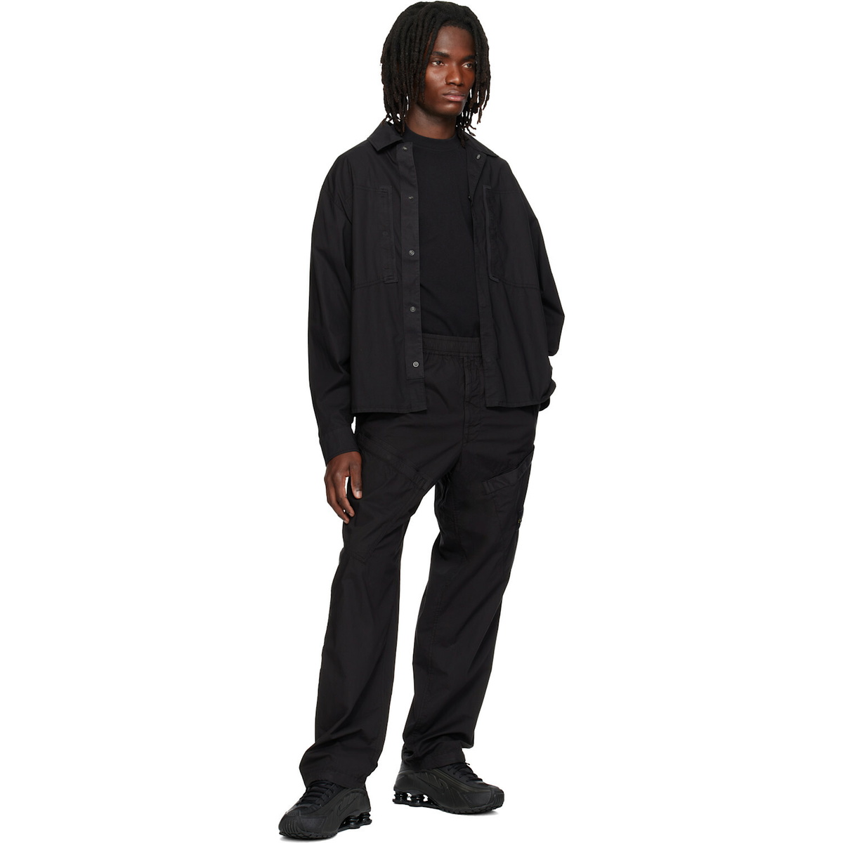 Stone Island Black 3100006 Stretch Cotton Tela 'PARACADUTE' Cargo Pants