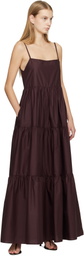 Matteau Burgundy Tiered Low Back Maxi Dress