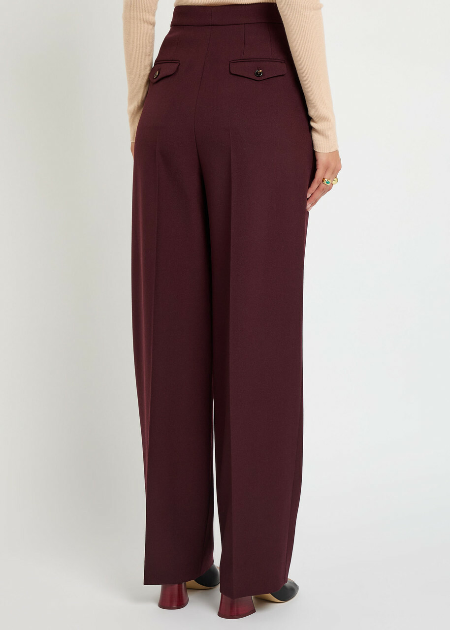 Chloe Pleated Straight-leg Wool Trousers Purple