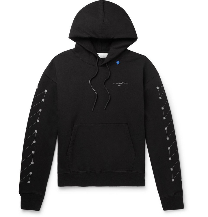 Photo: Off-White - Logo-Print Loopback Cotton-Jersey Hoodie - Black