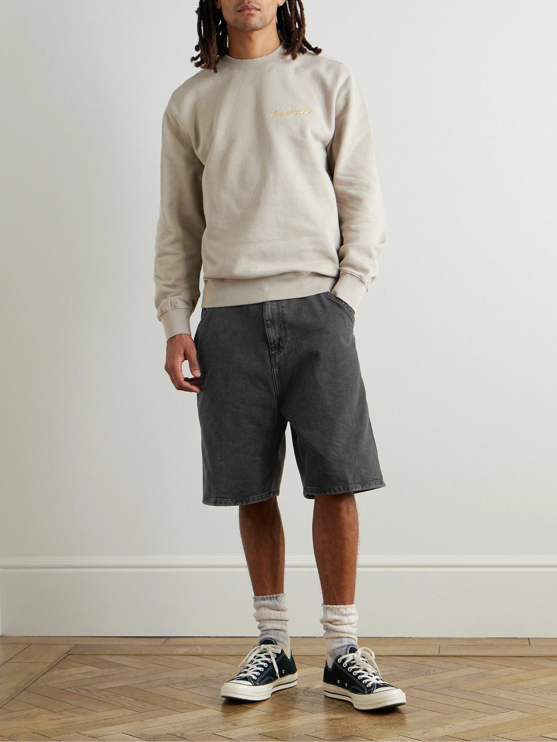 Carhartt WIP - Rivet Wide-Leg Organic Denim Shorts - Black