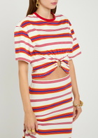 Rabanne Striped Gathered Stretch-cotton T-shirt Stripe
