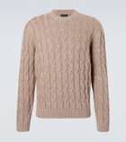 Zegna Cable-knit linen, cashmere, and silk sweater