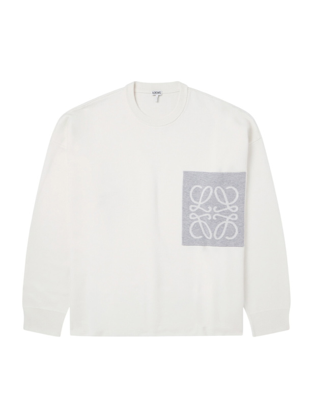Photo: LOEWE - Anagram-Intarsia Knitted Sweater - White