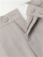 Our Legacy - Darien Straight-Leg Pleated Striped Cotton-Blend Trousers - Gray