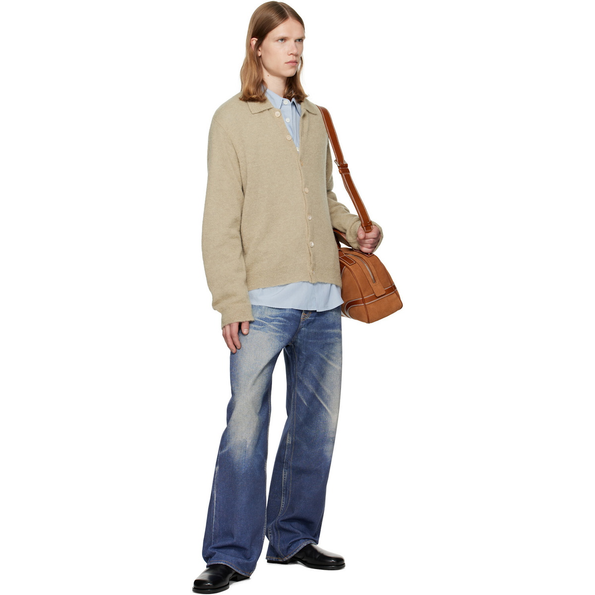 OUR LEGACY Beige Evening Polo Cardigan