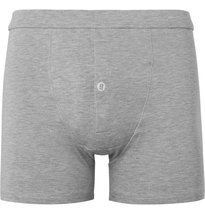 Photo: Hamilton and Hare - Mélange Stretch Lyocell and Cotton-Blend Boxer Briefs - Gray