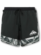 Nike Running - Flex Stride Straight-Leg Panelled Printed Dri-FIT Ripstop Shorts - Black