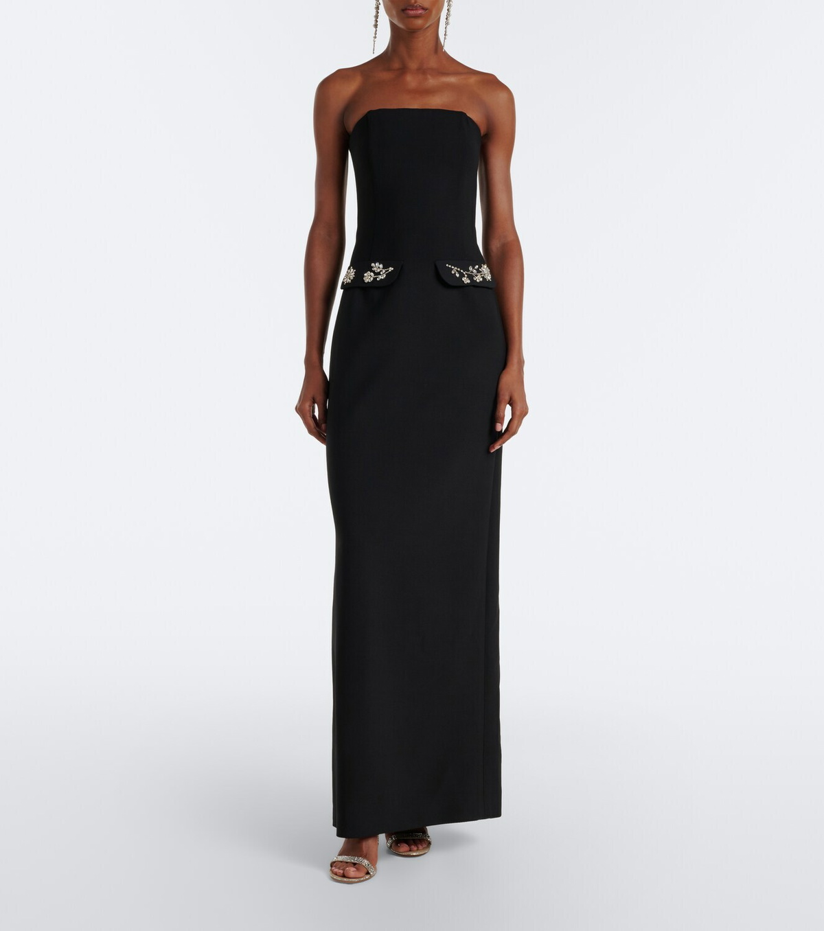 Oscar de la Renta Embellished wool-blend bustier gown