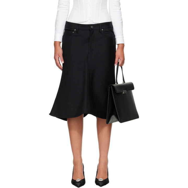 Photo: Balenciaga Black Flared Denim Midi Skirt