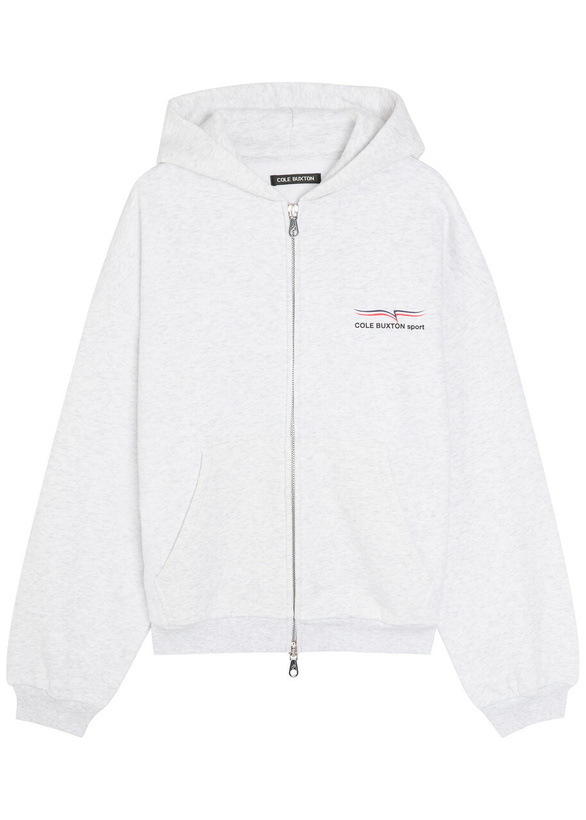 Photo: Cole Buxton Hooded Printed Cotton Sweatshirt Light Grey