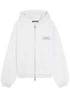 Cole Buxton Hooded Printed Cotton Sweatshirt Light Grey