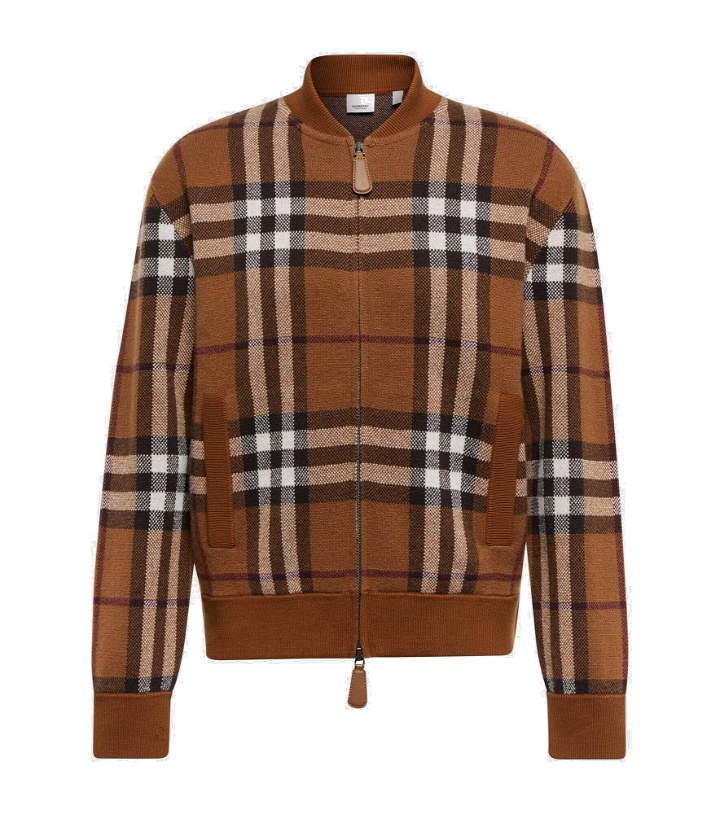 Photo: Burberry - Checked cashmere bomber jacket