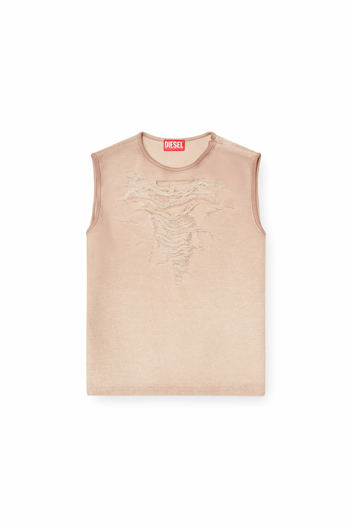 Diesel Sleeveless top with devoré threads - T-Shirts Womens in Pink