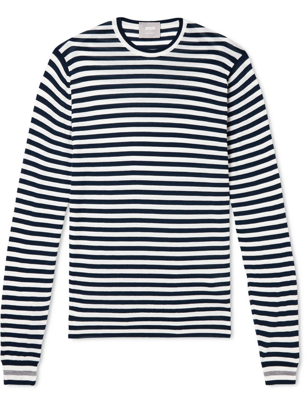 Photo: John Smedley - Lou Dalton Striped Merino Wool Sweater - Blue