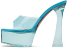 Amina Muaddi Blue Dalida Glass Plateau Heeled Sandals