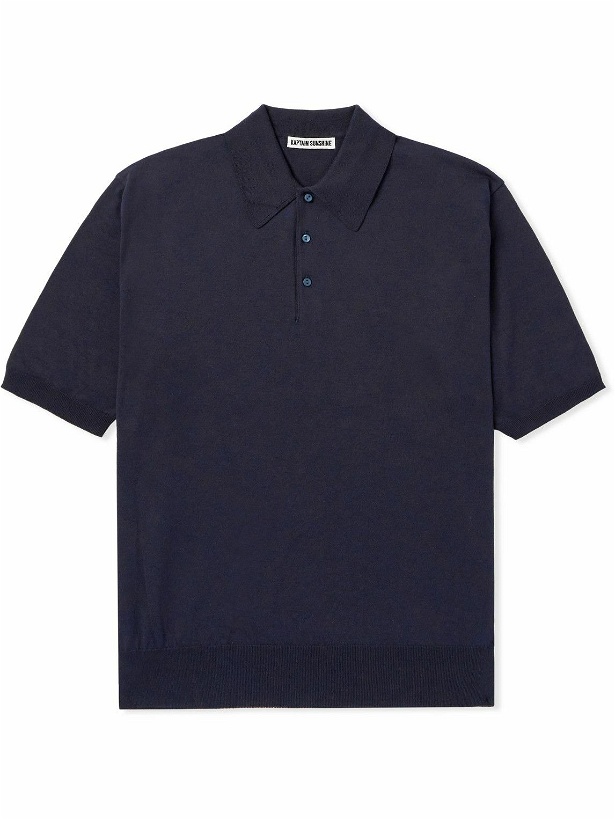 Photo: Kaptain Sunshine - Cotton Polo Shirt - Blue