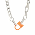Heron Preston Women's Multichain Square Necklace in Silver/Orange