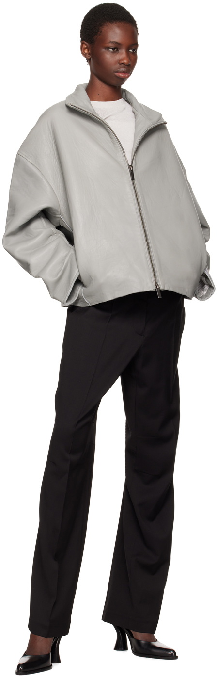 REMAIN Birger Christensen Gray Bonded Leather Jacket