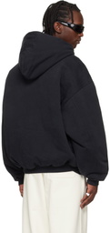 VETEMENTS Black Embroidered Cross Padded Zip-Up Hoodie