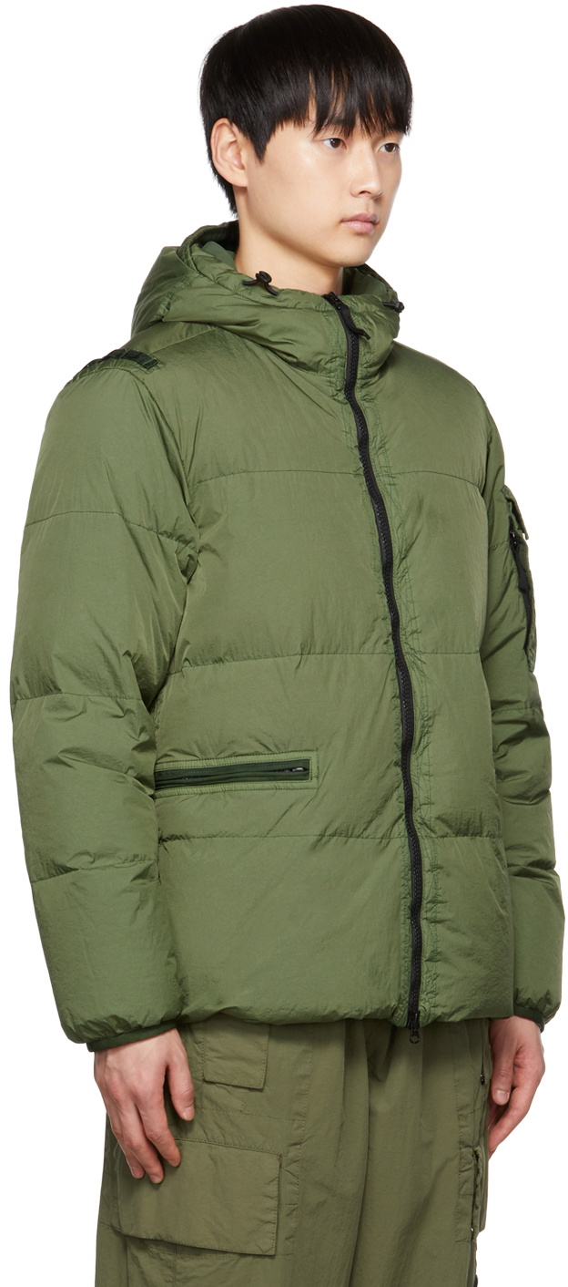 Stone Island Green Garment-Dye Crinkle Reps R-Ny Down Jacket