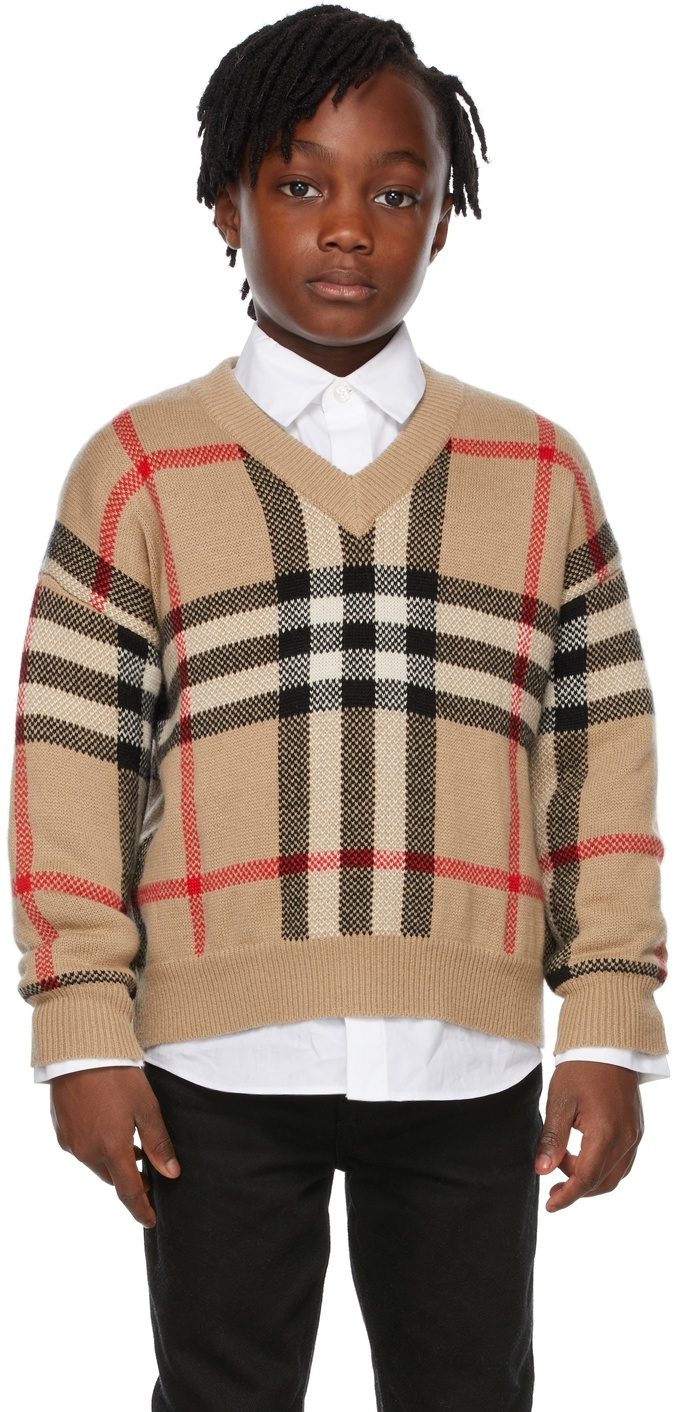 Burberry Kids Beige Cashmere Denny Sweater Burberry