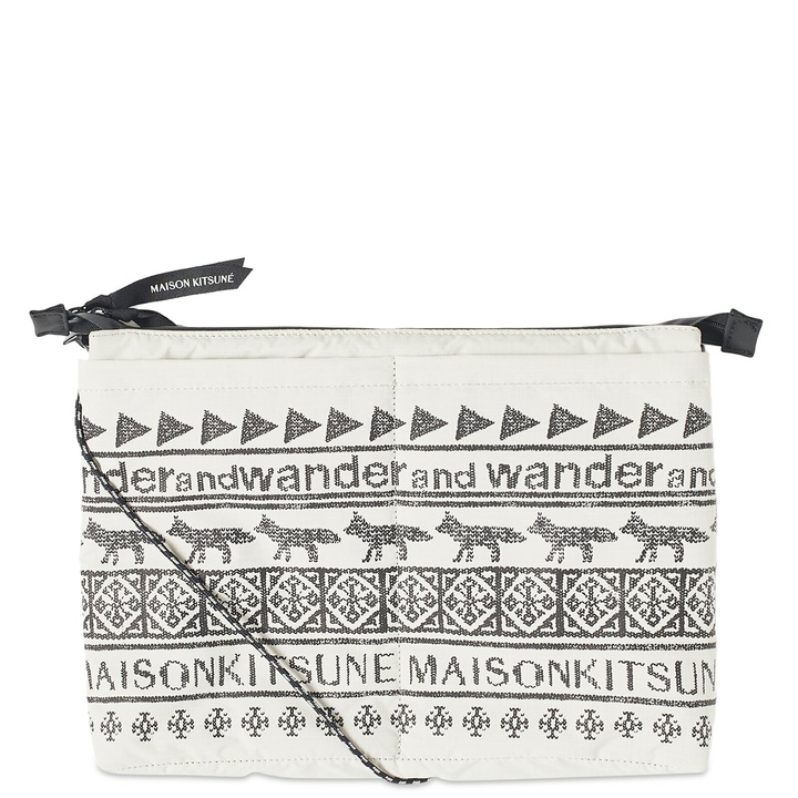 Photo: And Wander Men's x Maison Kitsuné Sacoche in Light Beige