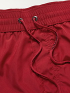 DOLCE & GABBANA - Slim-Fit Short-Length Stripe-Trimmed Swim Shorts - Red
