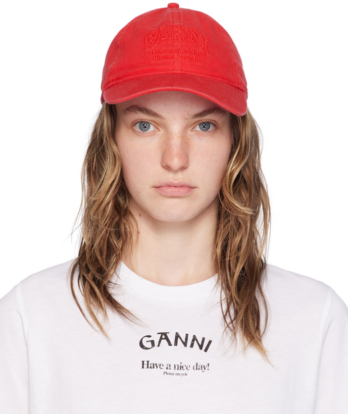 Photo: GANNI Red Embroidered Logo Cap