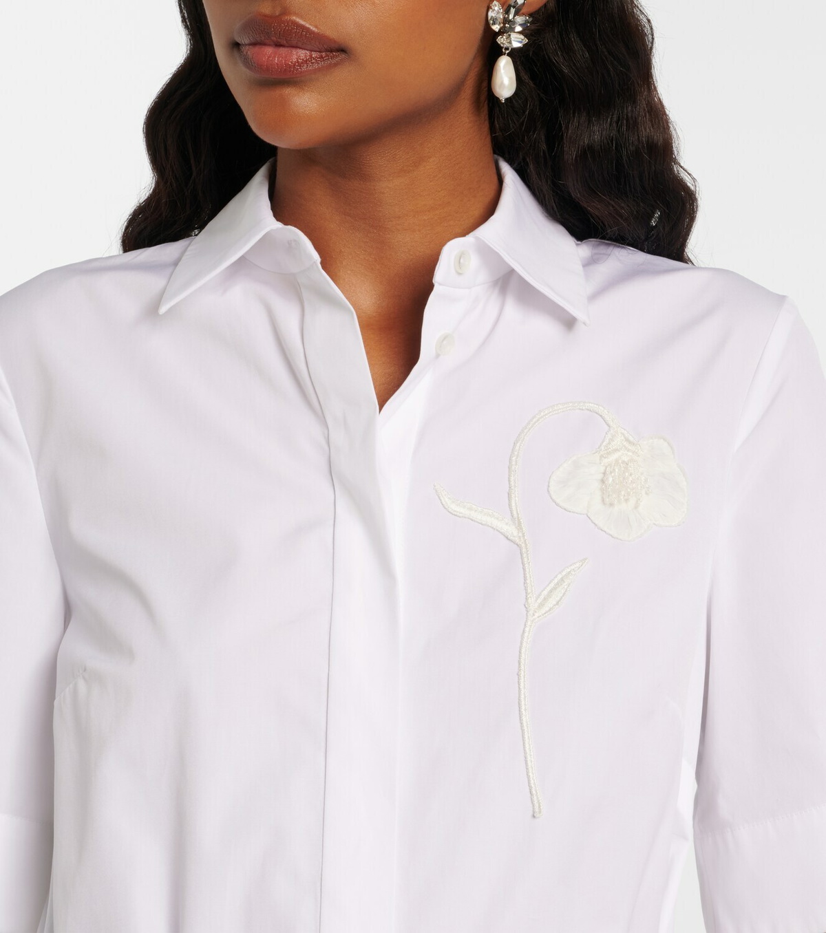 Erdem Embroidered cotton poplin shirt dress