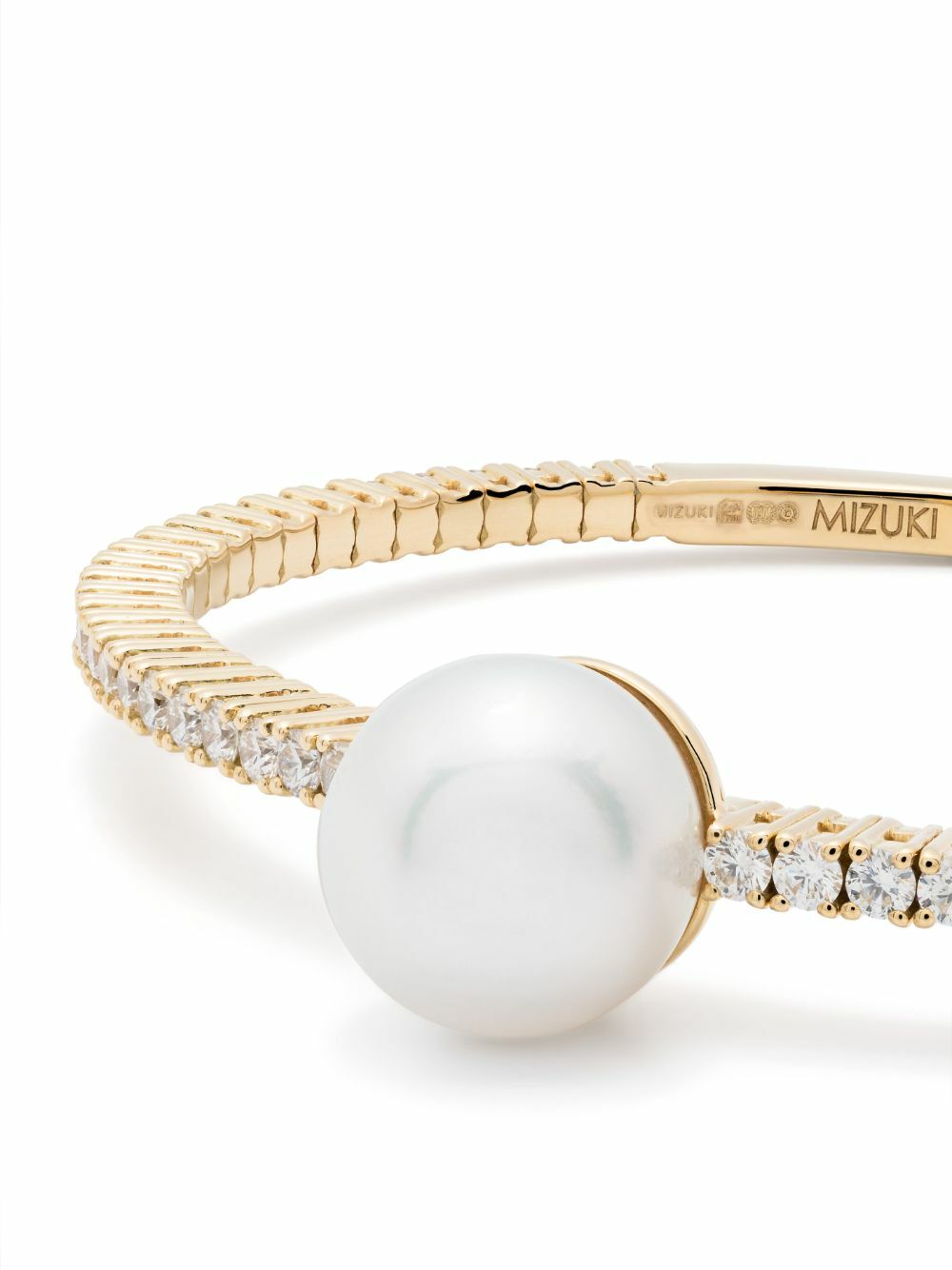 Mizuki 18K Yellow Gold Akoya Pearl And Diamond Cuff Bracelet