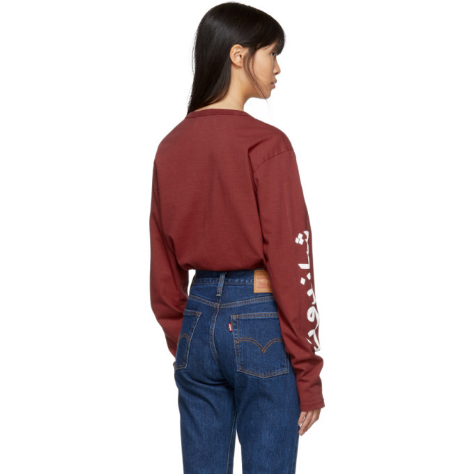 Bianca Chandon Red Long Sleeve Arabic Logotype T-Shirt