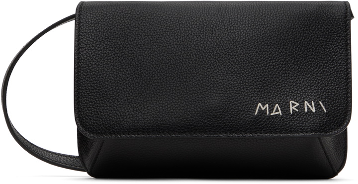 Photo: Marni Black Marni Mending Embroidery Leather Shoulder Bag