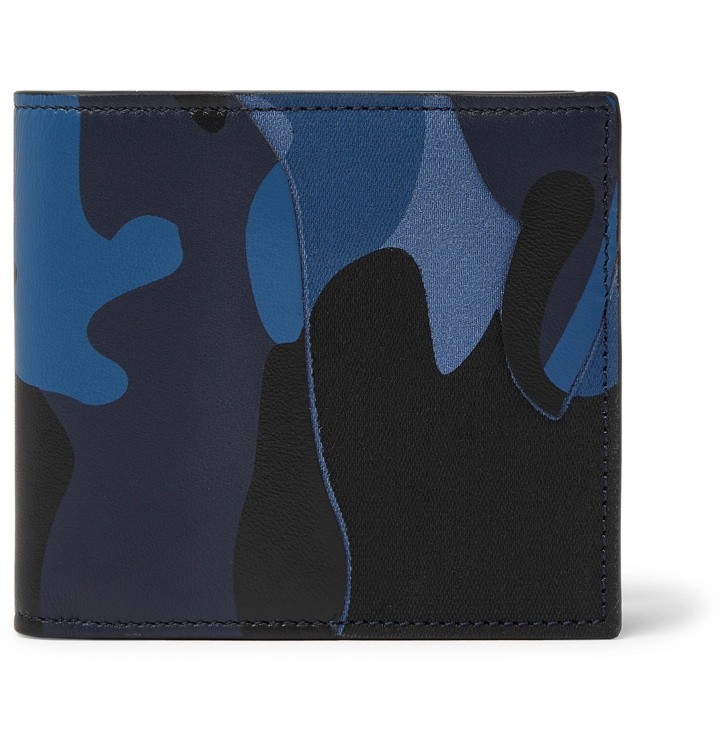 Photo: Valentino - Valentino Garavani Camouflage-Print Canvas and Leather Billfold Wallet - Blue
