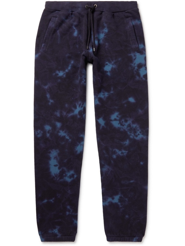 Photo: FRAME - Slim-Fit Tapered Tie-Dyed Cotton-Blend Sweatpants - Blue - S