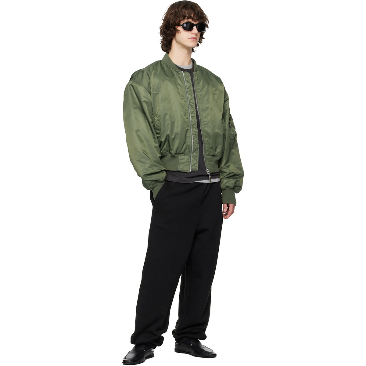 Entire Studios Khaki Cropped Broad Bomber Jacket