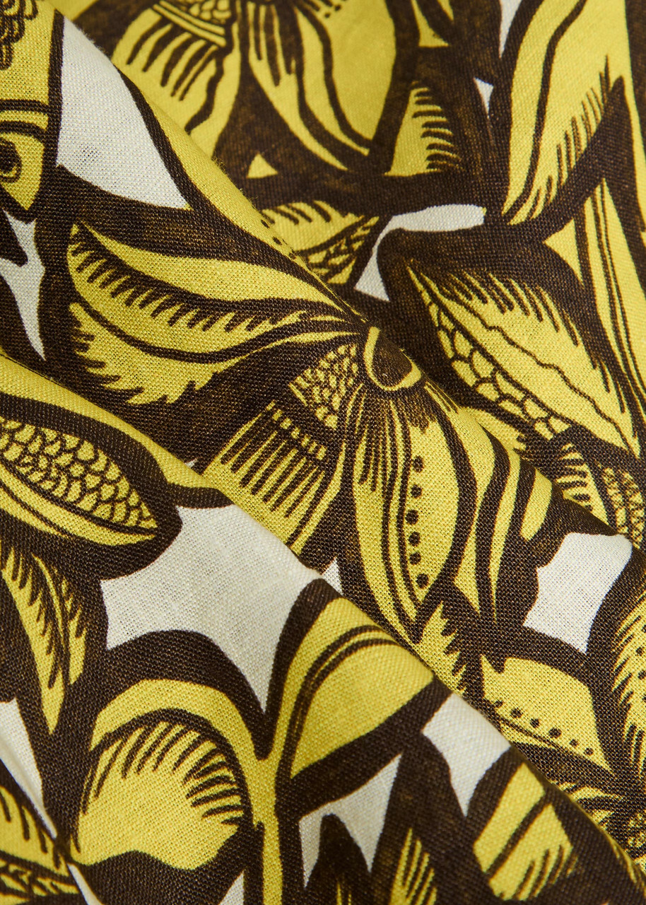 Alemais Mona Printed Hemp Mini Wrap Skirt Yellow