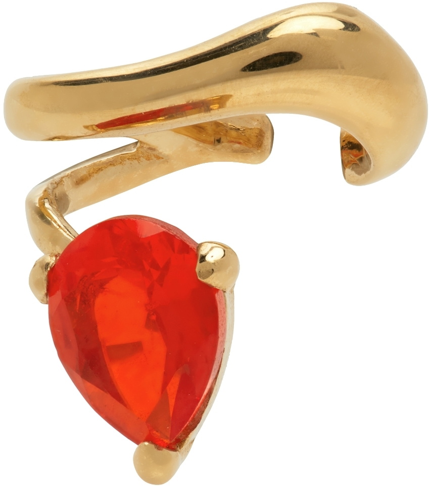 Alan Crocetti Gold & Red Nano Alien Right Ear Cuff