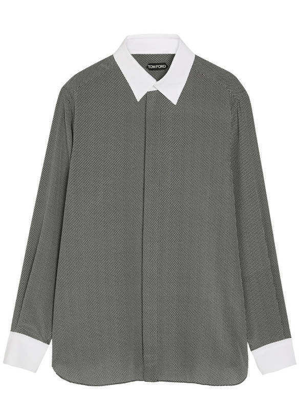 Photo: Tom Ford Sharkskin Printed Silk Shirt Black And White
