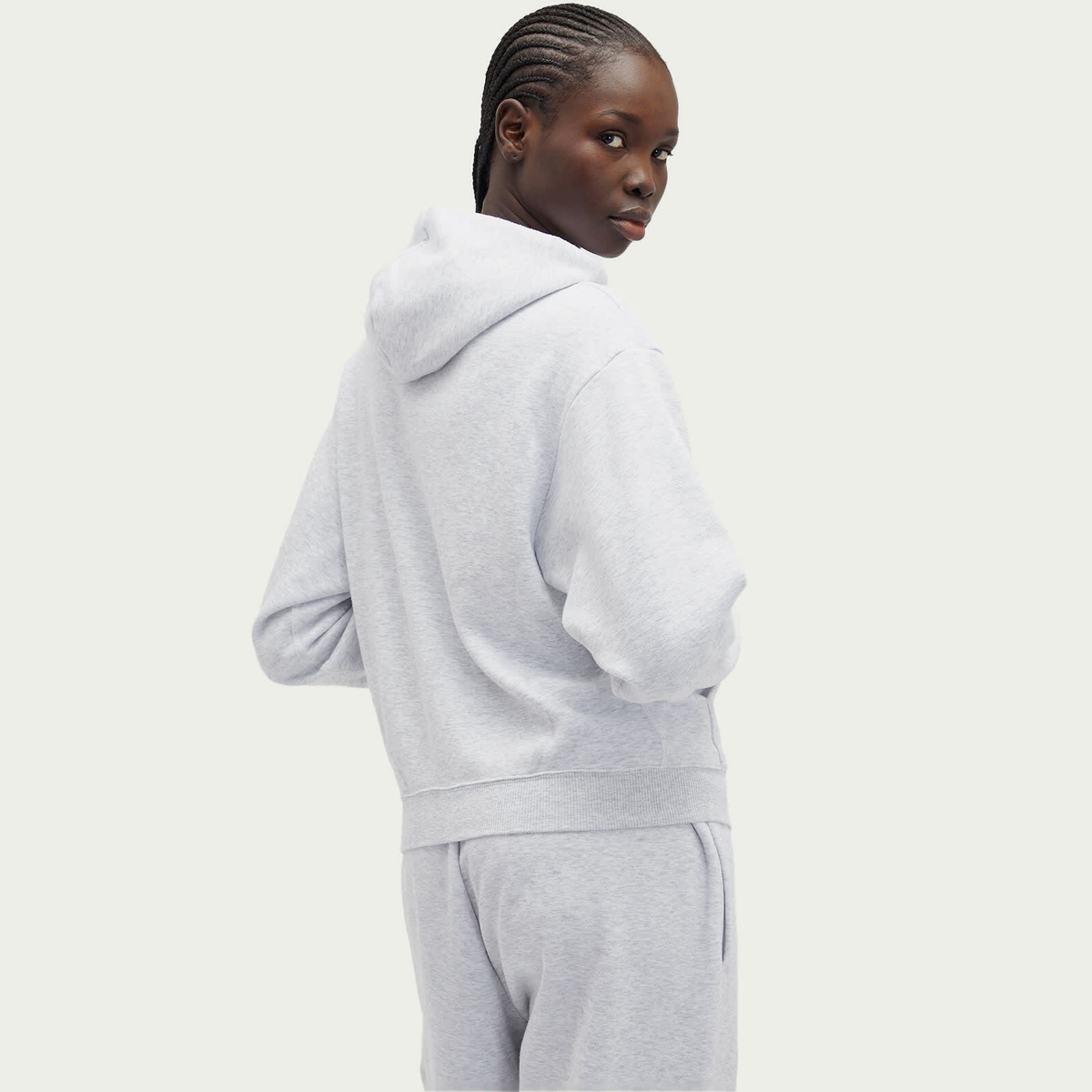 SKIMS Women's Cotton Fleece Classic Pullover Hoodie in Light Heather Grey