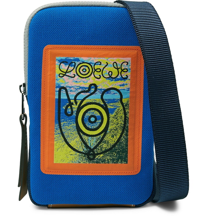 Photo: Loewe - Eye/LOEWE/Nature Logo-Appliquéd Canvas Zip-Around Pouch with Lanyard - Blue