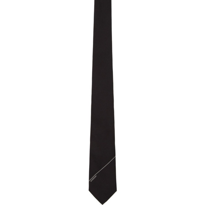 Photo: Givenchy Black and White Diagonal Logo Tie