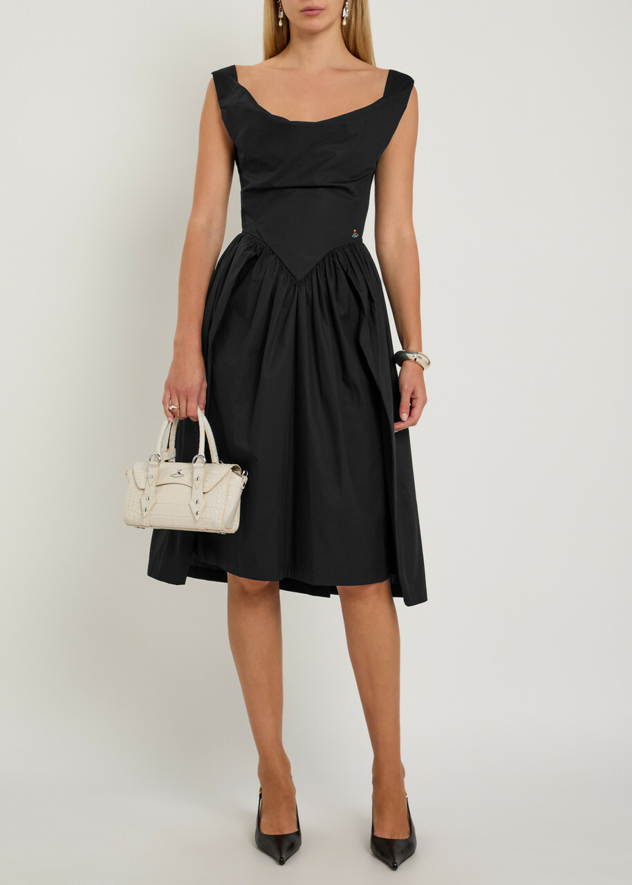 Vivienne Westwood Sunday Logo-embroidered Cotton-poplin Midi Dress Black